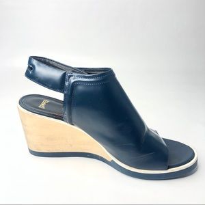 Campers Limi Blue Open Toe Leather Wedges Size 10